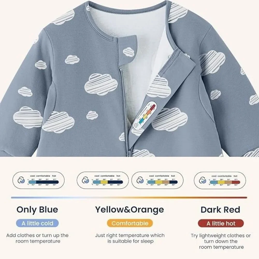 Kaiya Baby Camel Wool Sleep Sack 2.5TOG Long Sleeve 0-6Mnths Unisex Blue Sky New